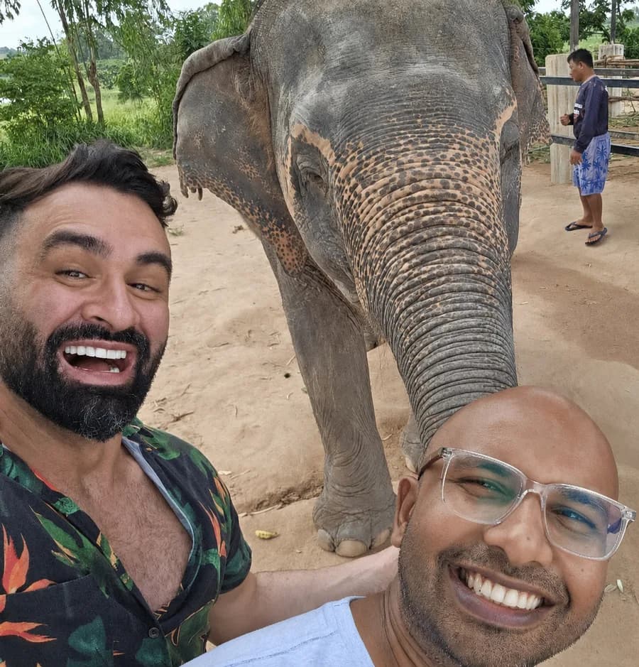 Alex and his co-founder Arvin on a trip together